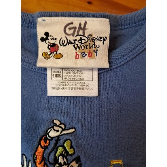 Vintage Baby Ringer t-shirt Bodysuit Sz 6M Walt Disney World Florida mickey - Picture 3 of 3